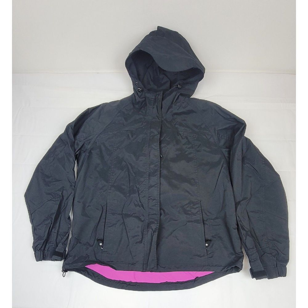 CHAMPION C9 Jacket Womens Large. Waterproof Hooded Black Full-Zip Outerwear